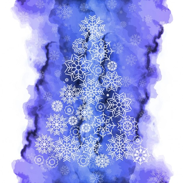Free Vector | Watercolor background of christmas tree made of snowflakes