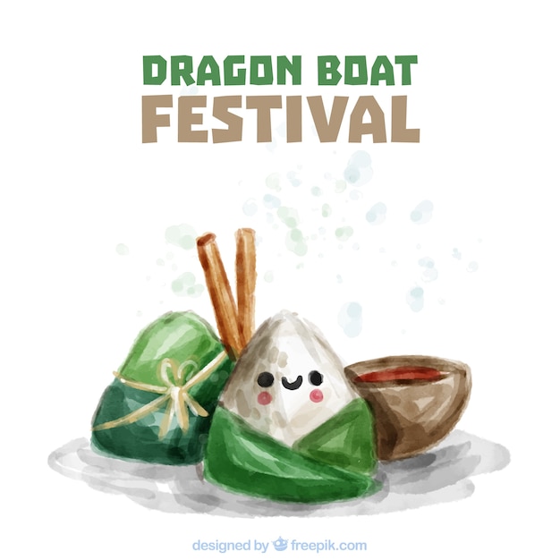 Watercolor background of dragon boat
festival