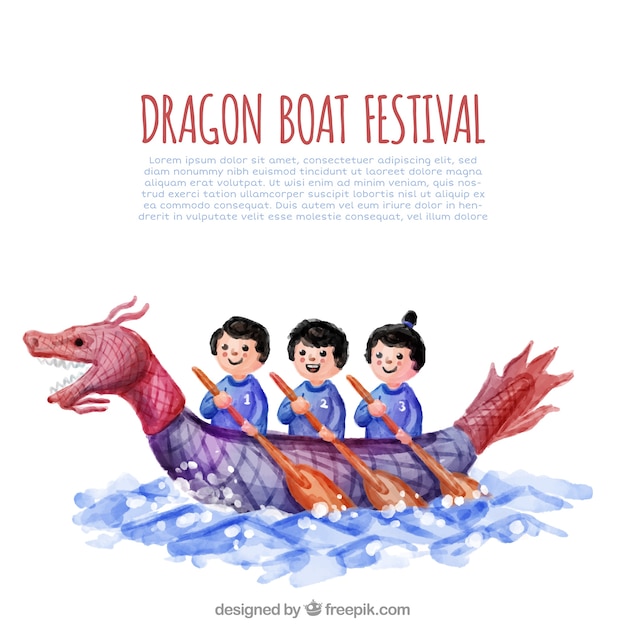 Watercolor background of dragon boat
festival