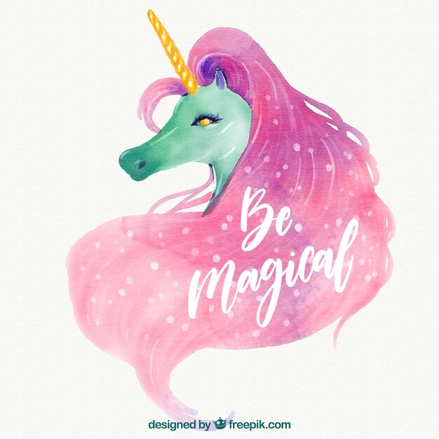 Download Watercolor background of unicorn and text Vector | Free Download