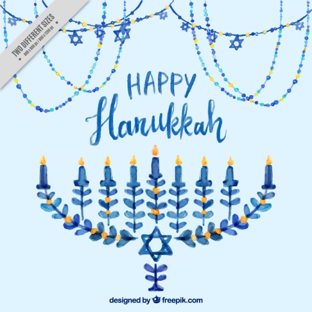 Watercolor background with candelabra for\
hanukkah
