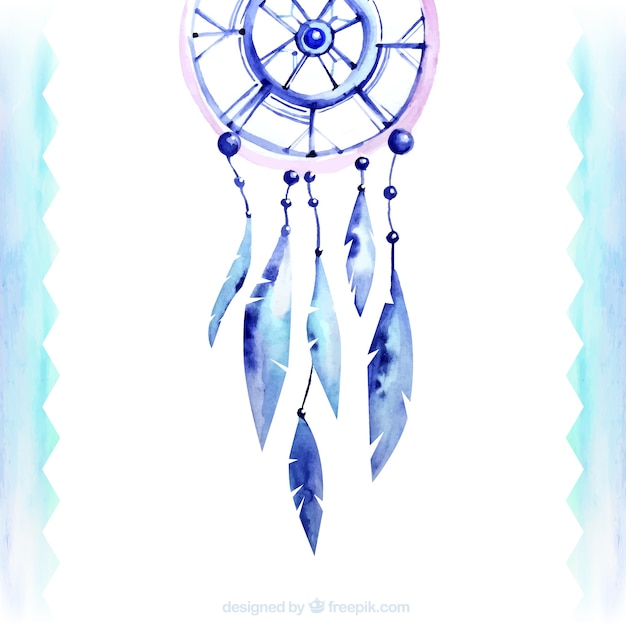 Download Watercolor background with ethnic dream catcher Vector ...