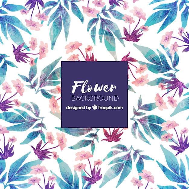 Watercolor background with exotic\
flowers
