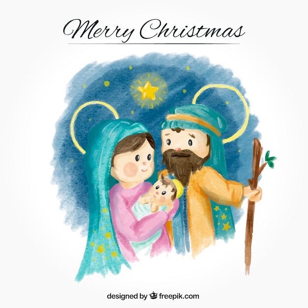 Watercolor background with lovely jesus
birth