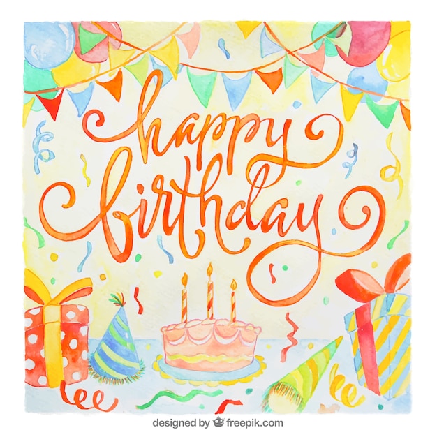 Free Vector | Watercolor birthday background