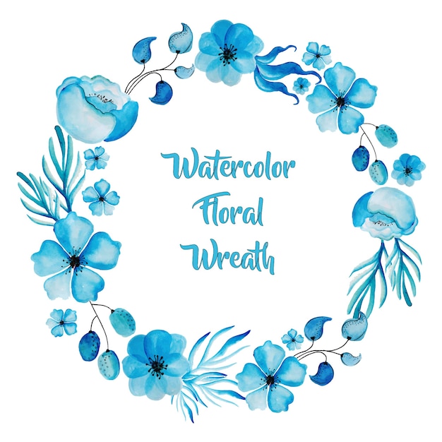 Download Watercolor blue floral wreath Vector | Free Download