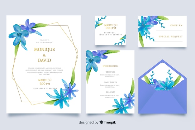Download Free Watercolor Blue Wedding Stationery Template Free Vector Use our free logo maker to create a logo and build your brand. Put your logo on business cards, promotional products, or your website for brand visibility.