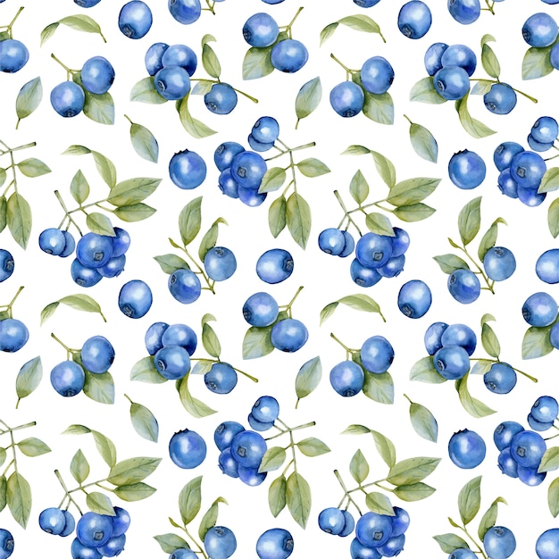 Premium Vector Watercolor Blueberries Branches Seamless Pattern 