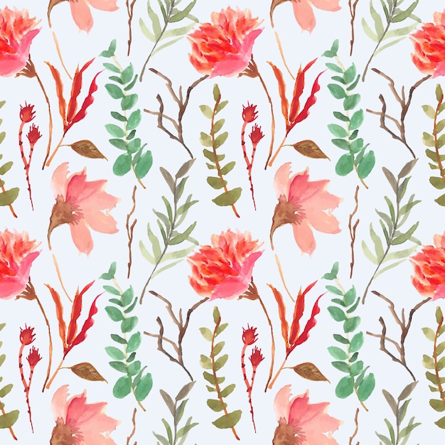 Premium Vector Watercolor Botanical Floral Seamless Pattern