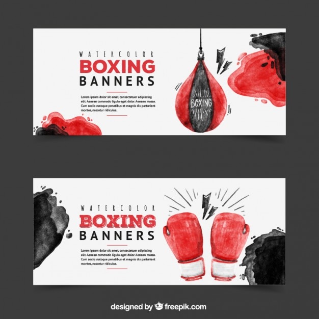 Watercolor boxing banners