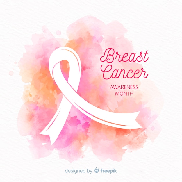 Watercolor breast cancer awareness with ribbon Vector | Free Download