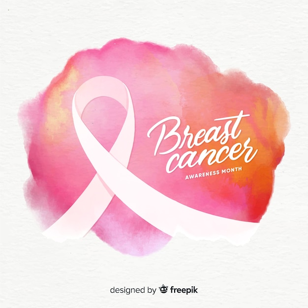 Free Vector | Watercolor breast cancer awareness with ribbon