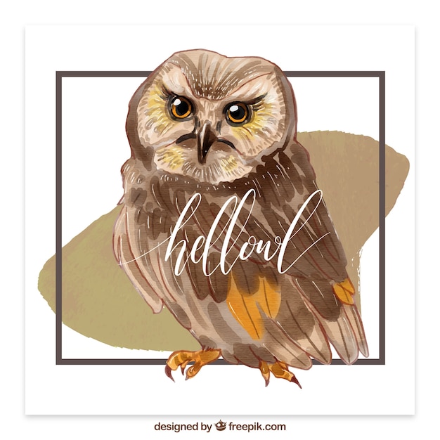 Download Free Vector | Watercolor brown owl