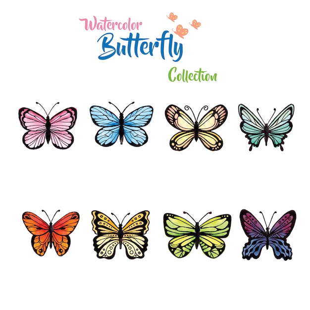 Download Watercolor butterflies collection Vector | Free Download