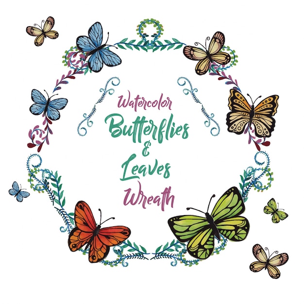 Watercolor Butterflies & Leaves
wreath