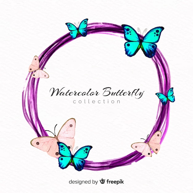 Download Free Vector | Watercolor butterflies wreath