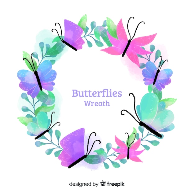 Download Watercolor butterflies wreath | Free Vector