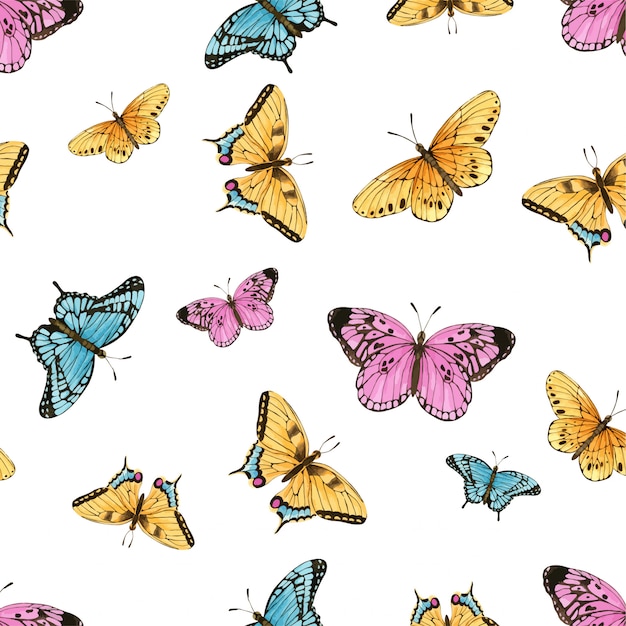 Watercolor butterfly pattern | Premium Vector