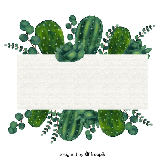 Download Watercolor cactus background Vector | Free Download