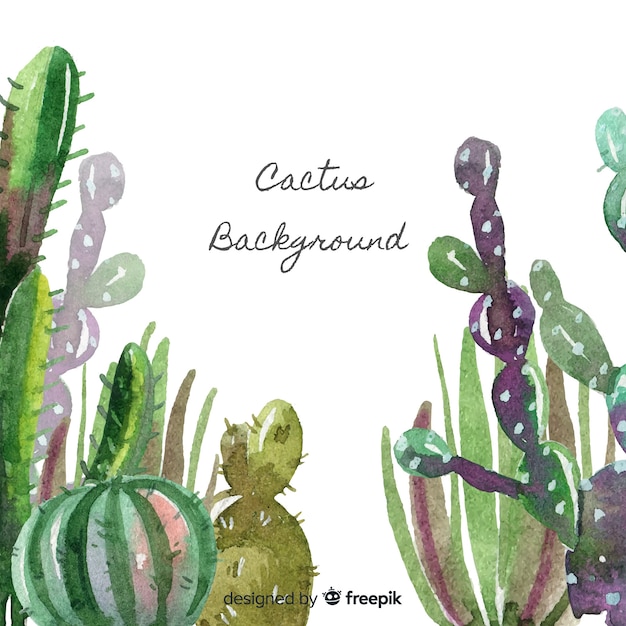 Watercolor cactus background | Free Vector