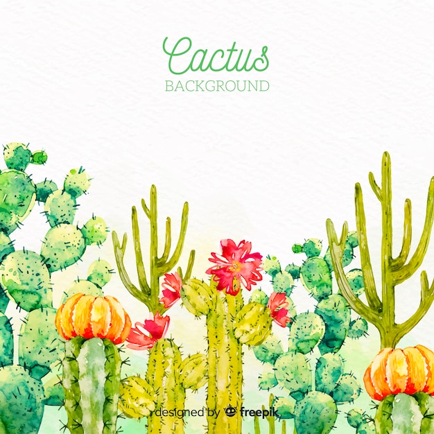 Watercolor cactus background Vector | Free Download