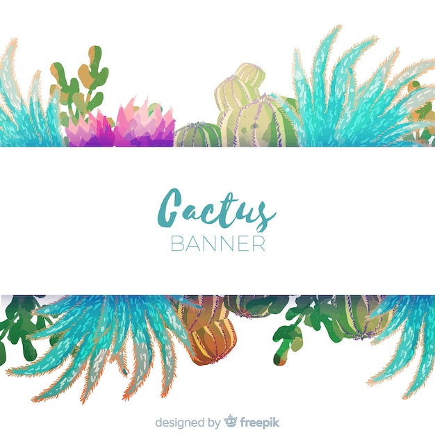 Download Watercolor cactus banner | Free Vector