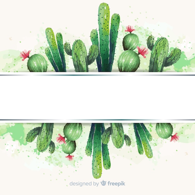 watercolor-cactus-banners-with-blank-banner-vector-free-download