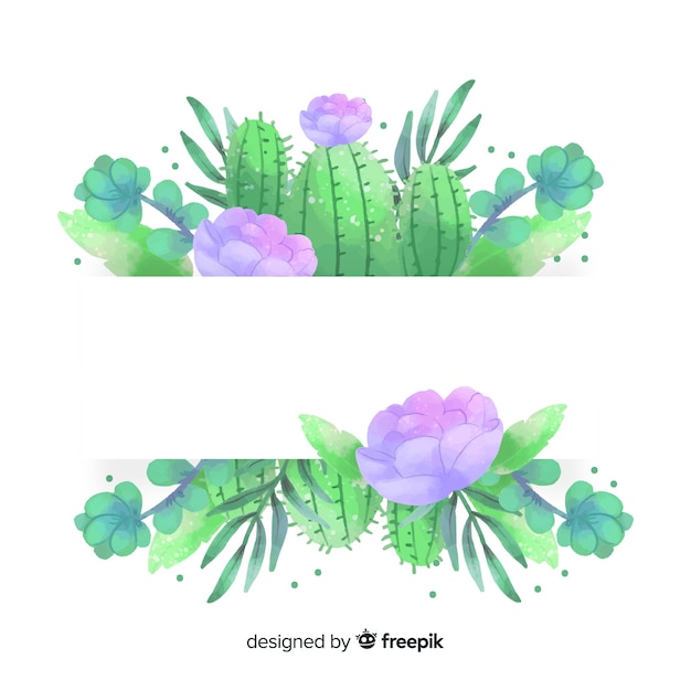 Download Watercolor cactus banners with blank banner Vector | Free Download