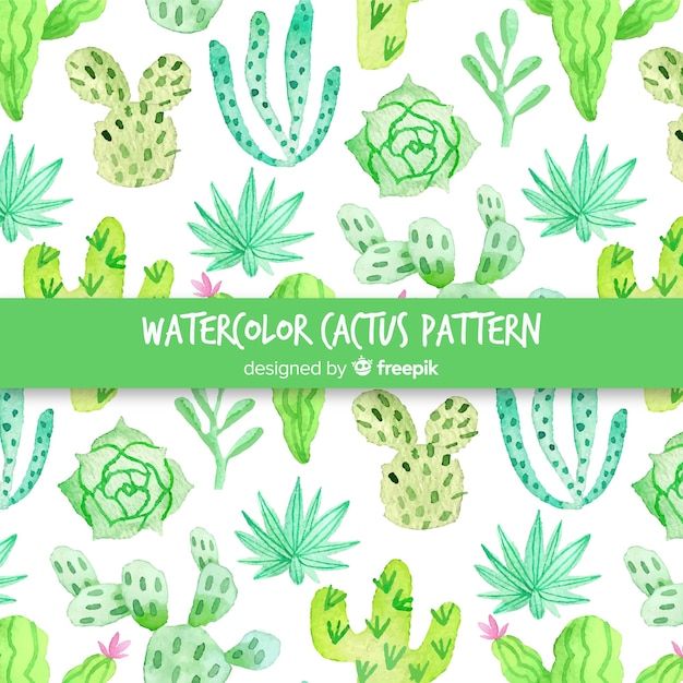 Download Free Vector | Watercolor cactus pattern