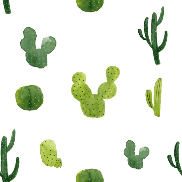 Premium Vector | Watercolor cactus seamless pattern background