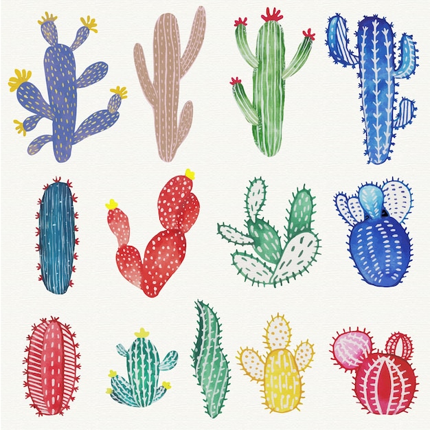 Download Watercolor cactus set | Premium Vector