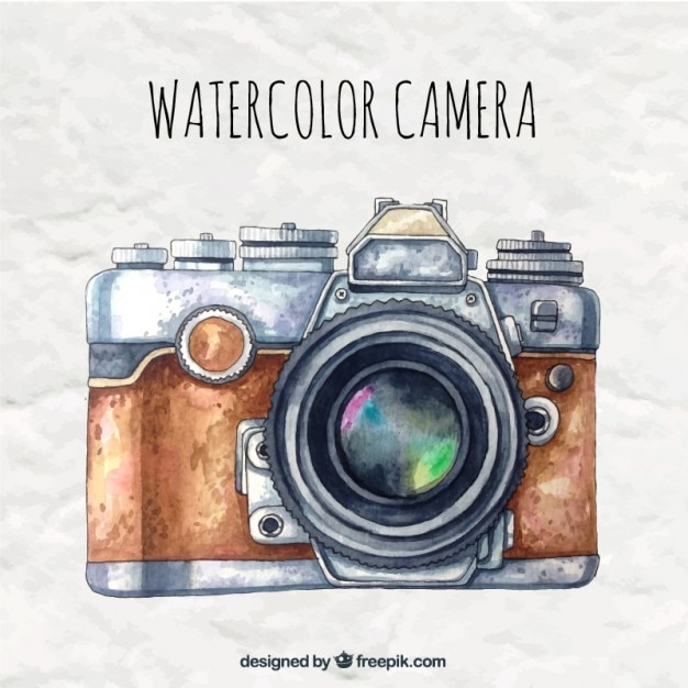 Download Watercolor camera in retro style Vector | Free Download