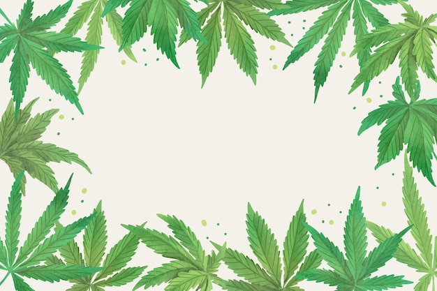 Botanical Cannabis Leaf Wallpaper With Empty Space