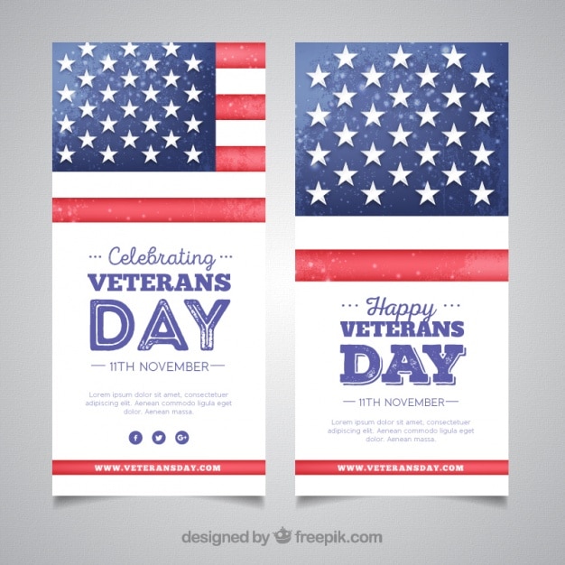 Watercolor cards of veterans day