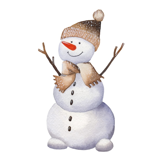 Premium Vector | Watercolor cartoon snowman