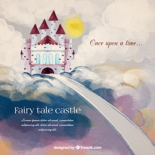 Download Watercolor castle in the sky | Free Vector