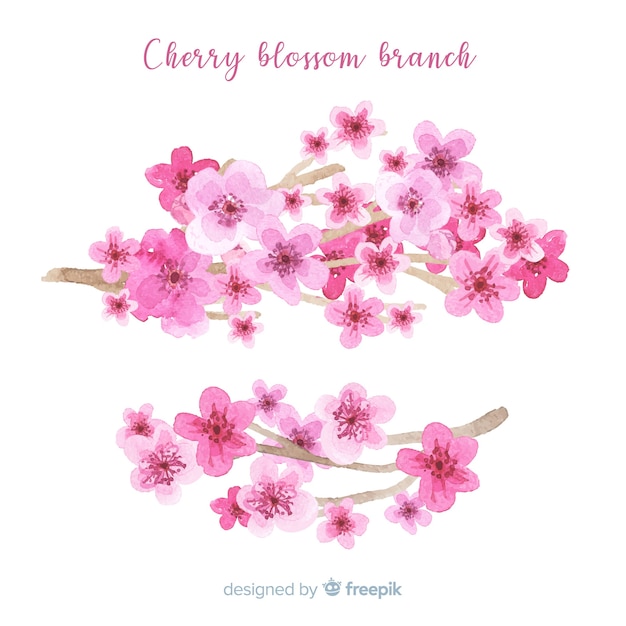 Free Vector | Watercolor cherry blossom branch background