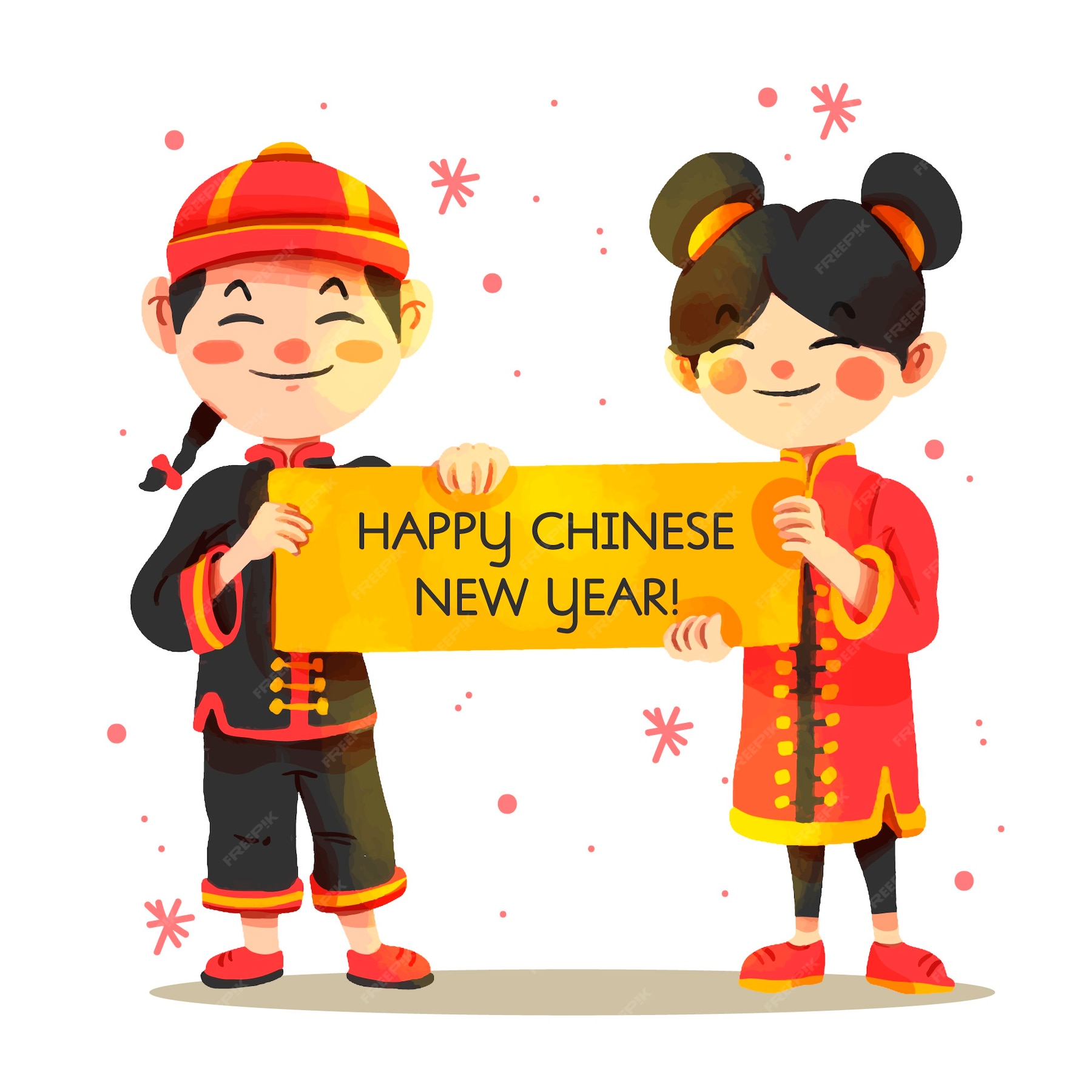 Free Vector | Watercolor chinese new year