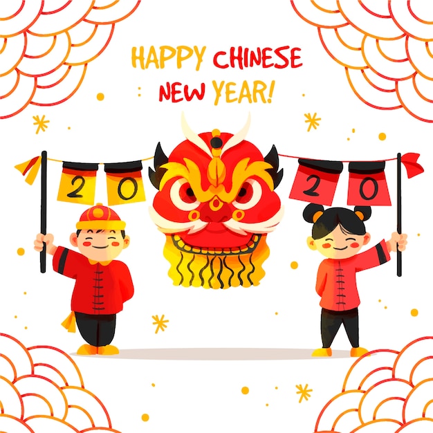 Free Vector | Watercolor chinese new year