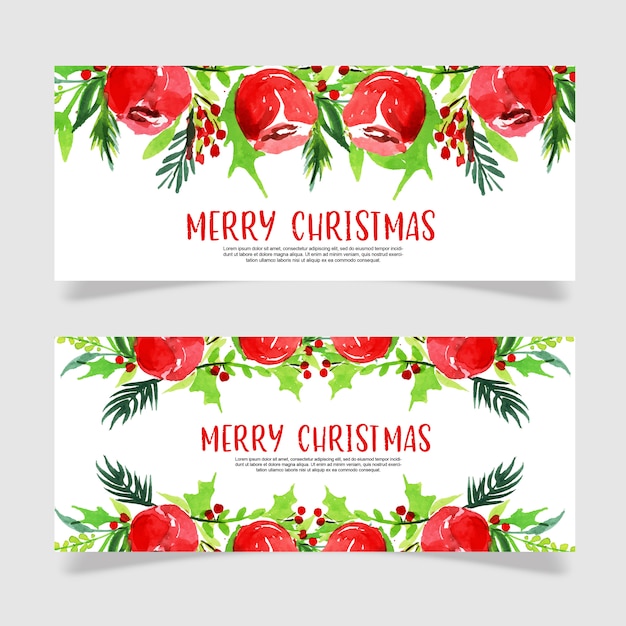 Premium Vector | Watercolor christmas banner template