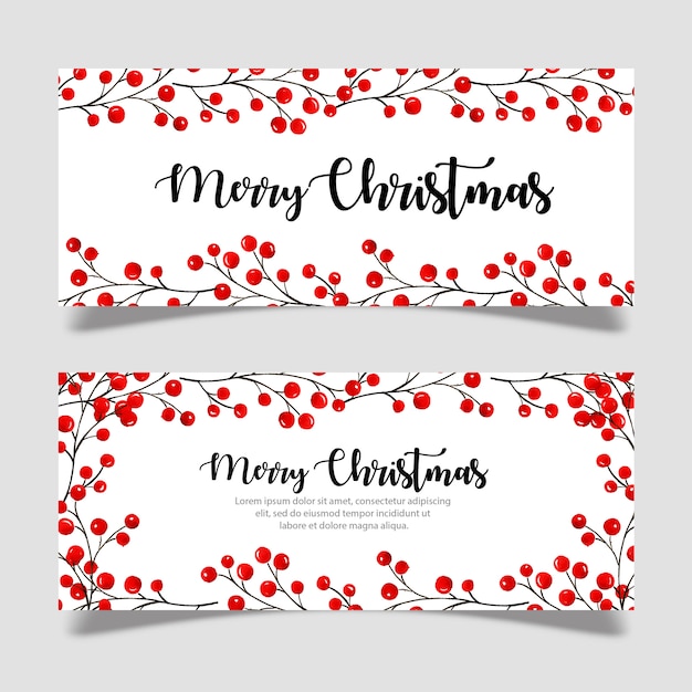 Premium Vector | Watercolor christmas banner template