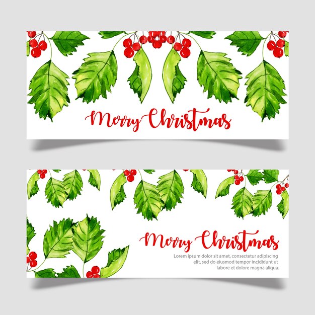 Premium Vector | Watercolor christmas banner template