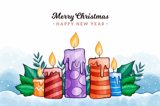 Free Vector | Watercolor christmas candle background