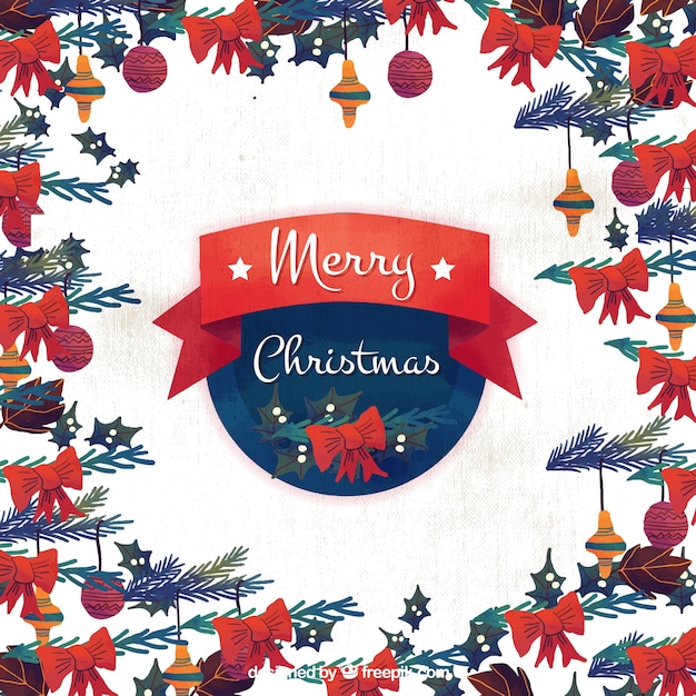 Watercolor christmas decorative background | Free Vector