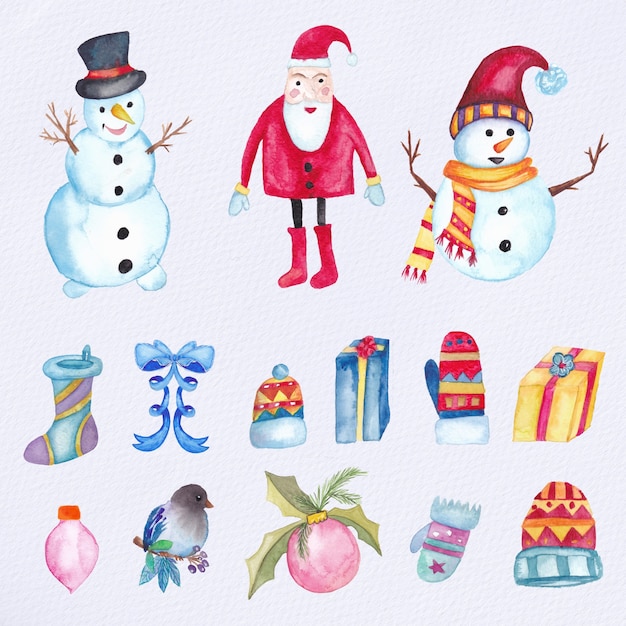 Premium Vector | Watercolor christmas elements