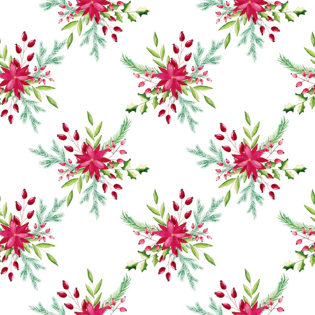 Download Watercolor christmas floral | Premium Vector