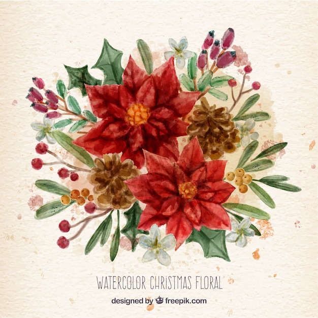 Free Vector | Watercolor christmas floral