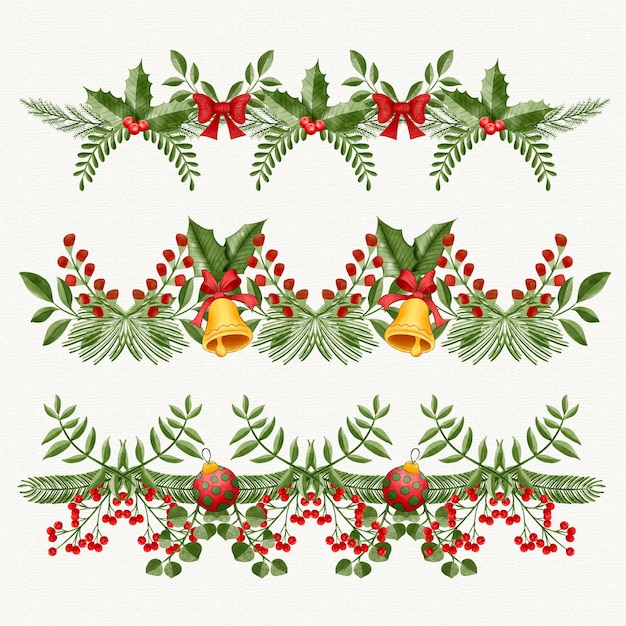 Free Vector | Watercolor christmas frames and borders