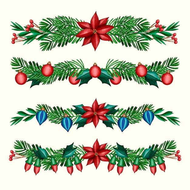 Watercolor christmas frames and borders Vector | Free Download