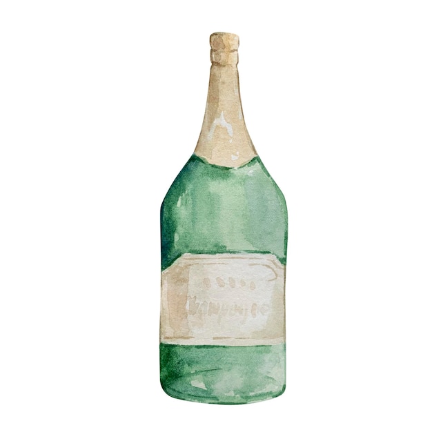 Premium Vector | Watercolor christmas illustration of a bottle of ...